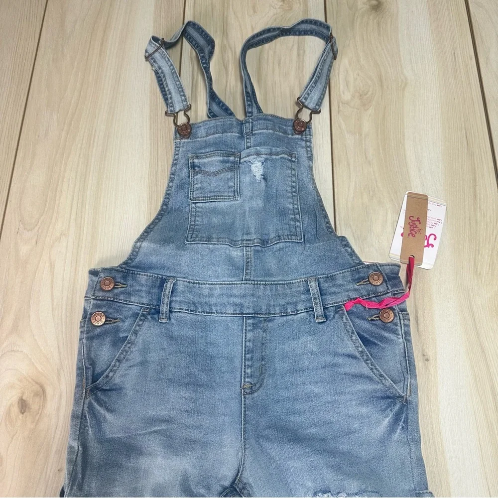 NEW GIRLS JUSTICE distressed Denim Jean Overalls‎ SIZE 14 SLIM